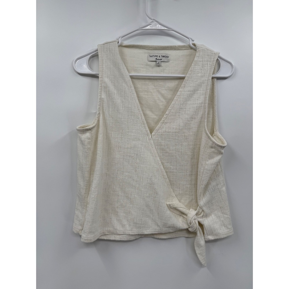 Madewell‎ Wrap Top Cream W  Texture & Thread Sleeveless Side Tie V-Neck M